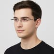Bezramkowe oprawki korekcyjne okulary zerówki patentki na teleskopach 869D srebrny/granat
