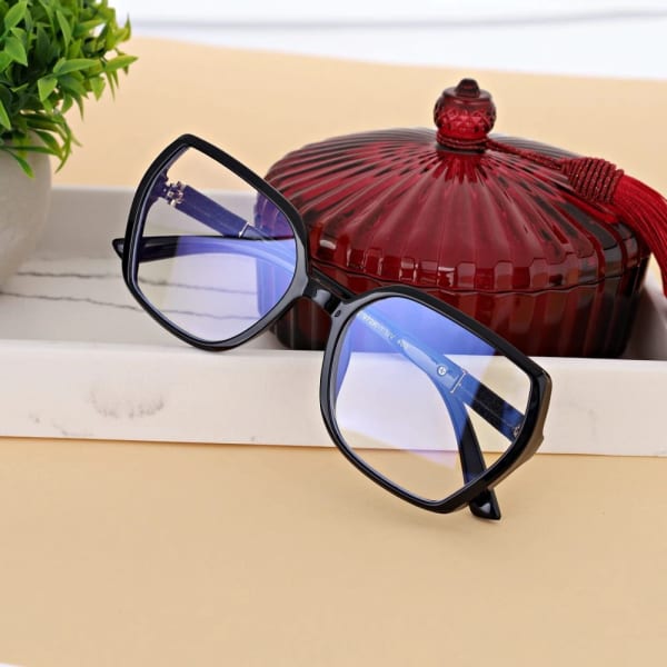 Damskie okulary zerówki z filtrem Blue Light POL-BLF-972KA czarne
