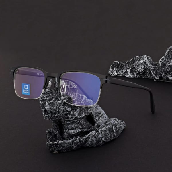 Męskie okulary +1.75 do czytania i komputera Blue Light+Antyrefleks STL281A czarny/grafitowy