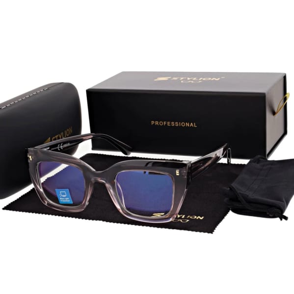 Damskie okulary +1.75 do czytania i komputera z filtrem Blue Light STL286 szary/fiolet