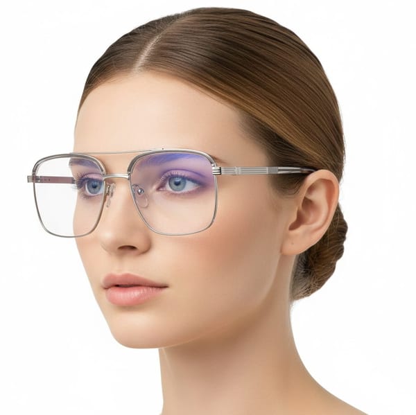 Okulary pilotki zerówki z filtrem Blue Light 25177E szary/srebrny