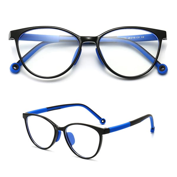 Okulary dla dziewczynki zerówki do komputera z filtrem Blue Light 25183F czarny/niebieski