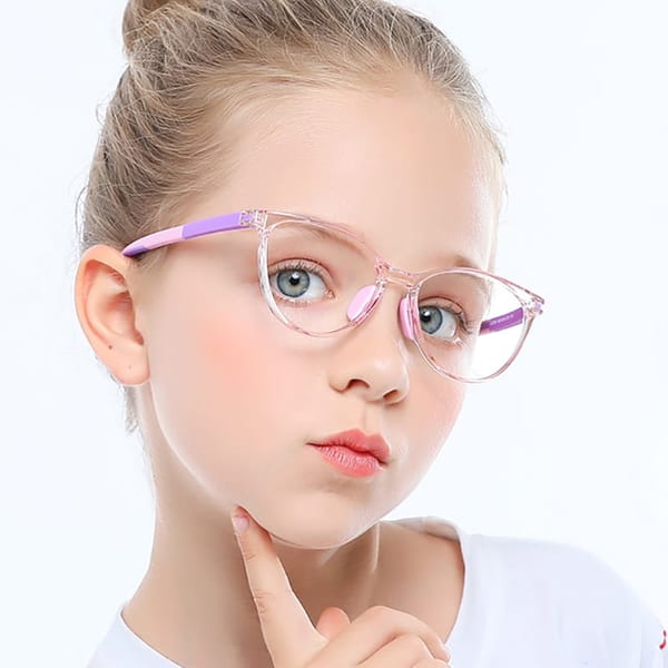 Okulary dla dziewczynki zerówki do komputera z filtrem Blue Light 25183F czarny/niebieski