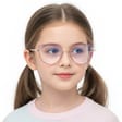 Okulary dla dziewczynki kocie zerówki do komputera BLUE LIGHT 25187D Róż/Złoty