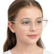 Okulary dla dziewczynki kocie zerówki do komputera BLUE LIGHT 25187G Biały/Złoty