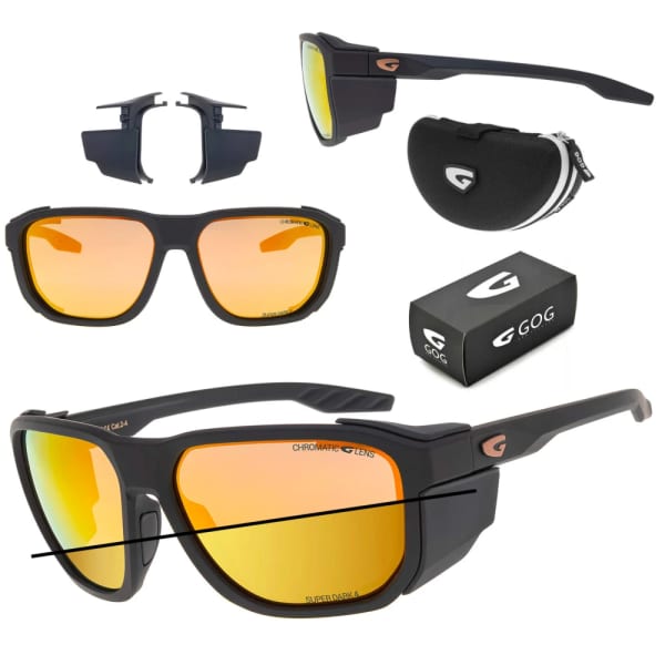 Górskie okulary z osłonkami przeciwsłoneczne fotochromowe GOG E460-1C w kat.2-4 czarny/złoty