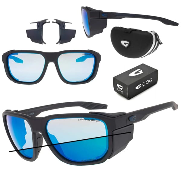 Górskie okulary z osłonkami przeciwsłoneczne fotochromowe GOG E460-2C w kat.2-4 czarny/niebieski