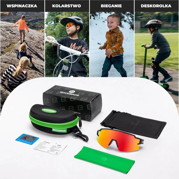 Juniorskie 6-10 lat sportowe okulary przeciwsłoneczne polaryzacyjne SP345-WHITE-BLACK