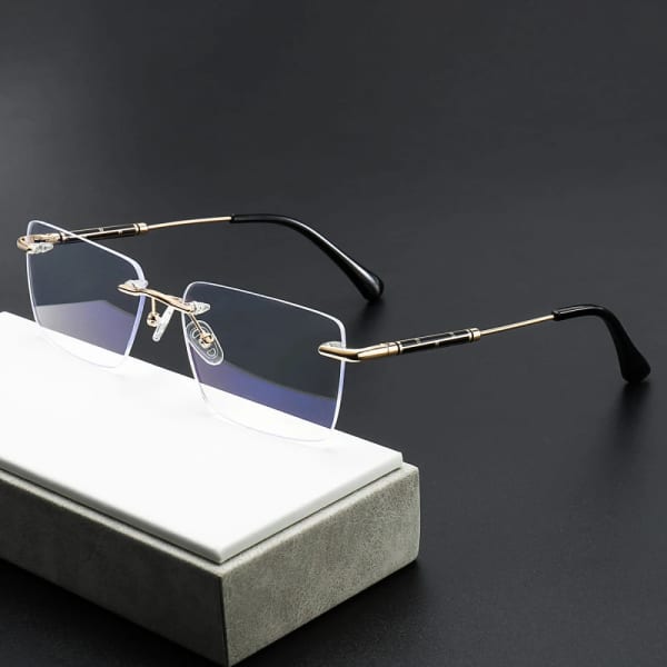Bezramkowe okulary zerówki do komputera z filtrem Blue Light 25188 złoty/czarny