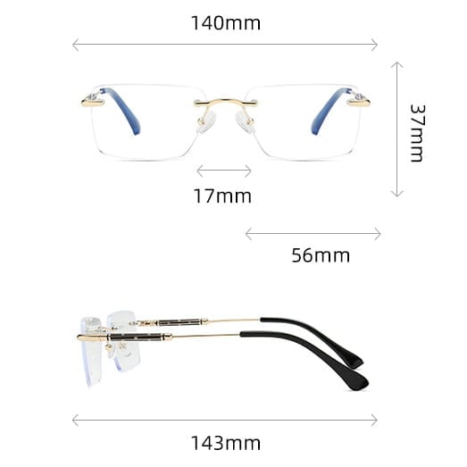 Bezramkowe okulary zerówki do komputera z filtrem Blue Light 25188 złoty/czarny