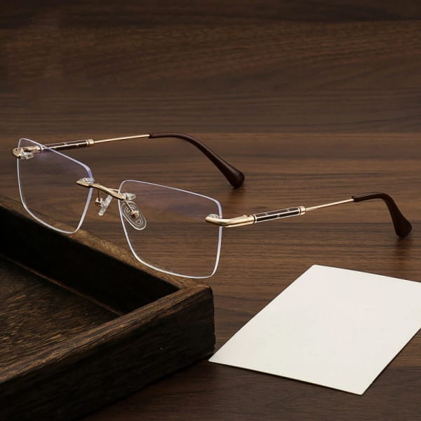 Bezramkowe okulary zerówki do komputera z filtrem Blue Light 25188A złoty/brąz