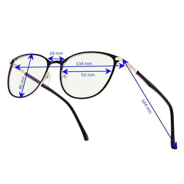 Damskie okulary +0.50 do czytania i komputera z filtrem Blue Light STL277 czarny/złoty