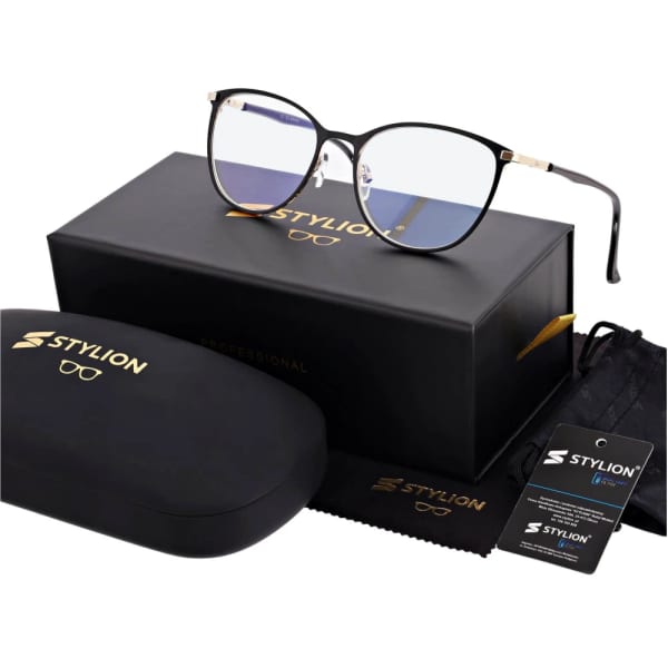 Damskie okulary +0.50 do czytania i komputera z filtrem Blue Light STL277 czarny/złoty