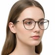 Damskie okulary +0.50 do czytania i komputera z filtrem Blue Light STL277 czarny/złoty