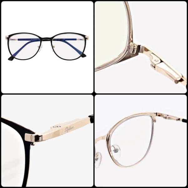Damskie okulary +0.50 do czytania i komputera z filtrem Blue Light STL277 czarny/złoty