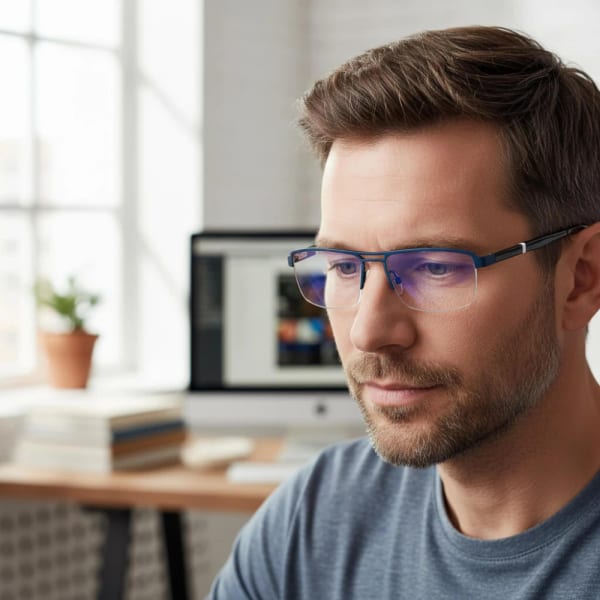 Męskie okulary PREMIUM +1.75 do czytania i komputera Blue Light+Antyrefleks STL260 granat