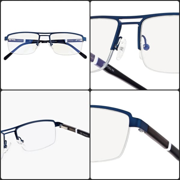 Męskie okulary PREMIUM +1.75 do czytania i komputera Blue Light+Antyrefleks STL260 granat