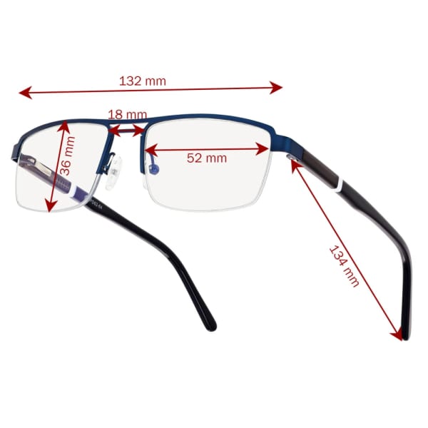 Męskie okulary PREMIUM +2.50 do czytania i komputera Blue Light+Antyrefleks STL260 granat