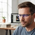Męskie okulary PREMIUM +3.25 do czytania i komputera Blue Light+Antyrefleks STL260 granat