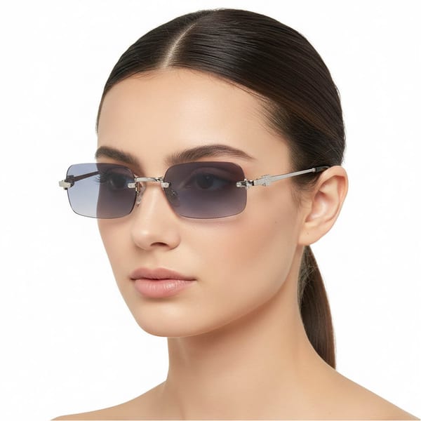 Damskie okulary fotochromowe kat.2-3 przeciwsłoneczne bezramkowe STLF-05A srebrny/czarny