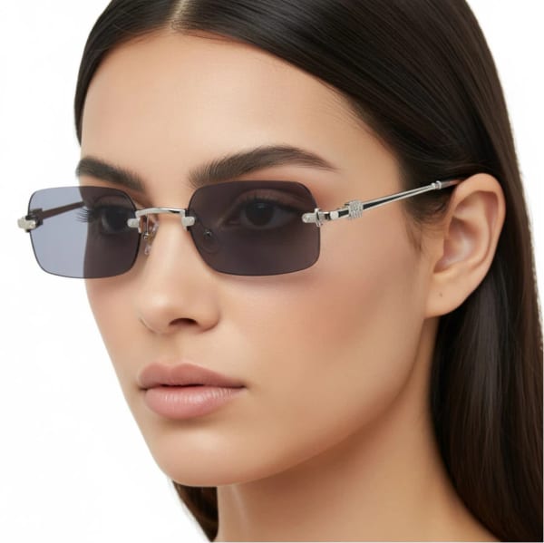 Damskie okulary fotochromowe kat.1-3 przeciwsłoneczne bezramkowe STLF-05B srebrny/szary