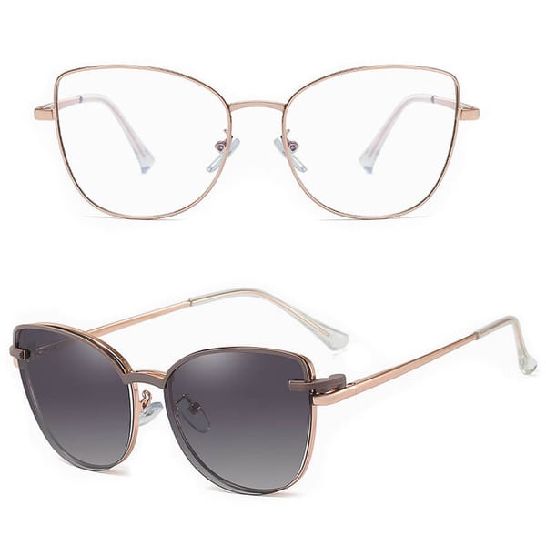 2w1 Okulary damskie do komputera + nakładka przeciwsłoneczna na magnes Clip-On 25192E złoty/ciemny fiolet
