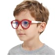 Dziecięce 4-8 lat elastyczne okulary zerówki do komputera Blue Light 25193B bordo/biały