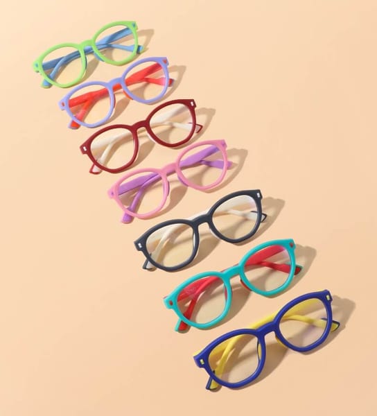 Dziecięce 4-8 lat elastyczne okulary zerówki do komputera Blue Light 25193B bordo/biały