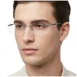 Bezramkowe oprawki korekcyjne okulary zerówki patentki 861D srebrny/granat
