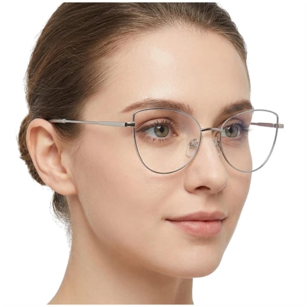 Damskie okulary zerówki oprawki korekcyjne kocie oczy Flex 862C srebrny/granatowy