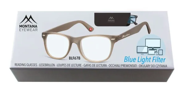 Okulary z filtrem do Komputera i Czytania moc: +2.50 Plusy BLFBOX67B szare