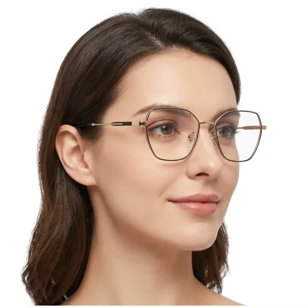 Damskie okulary zerówki oprawki korekcyjne kocie oczy Flex 863B złoty/czarny