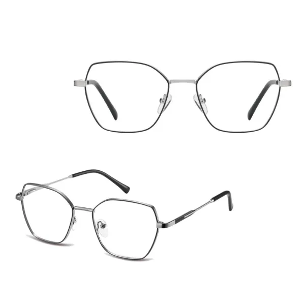 Damskie okulary zerówki oprawki korekcyjne kocie oczy Flex 863C srebrny/czarny