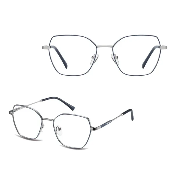 Damskie okulary zerówki oprawki korekcyjne kocie oczy Flex 863D srebrny/granatowy