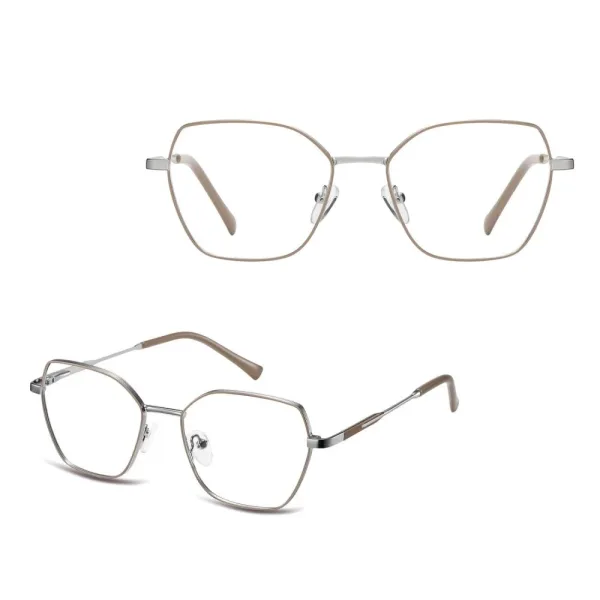 Damskie okulary zerówki oprawki korekcyjne kocie oczy Flex 863E srebrny/brązowy