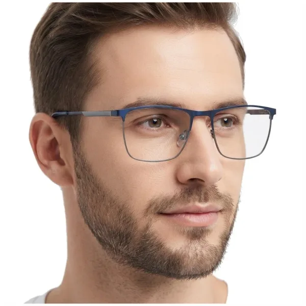 Męskie okulary zerówki oprawki korekcyjne prostokątne Flex 866A granat/grafit
