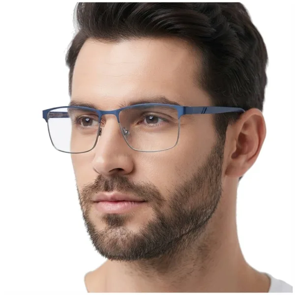 Męskie okulary zerówki oprawki korekcyjne prostokątne Flex 867A granat/grafit