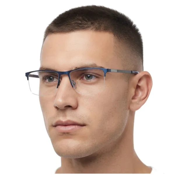 Męskie okulary zerówki oprawki żyłkowe korekcyjne prostokątne Flex 868A granat/grafit