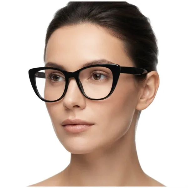 Okulary acetatowe oprawki korekcyjne zerówki kocie AC386 czarne