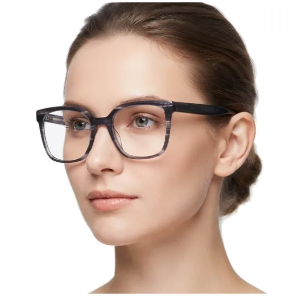 Damskie okulary acetatowe oprawki korekcyjne zerówki kwadratowe AC379F szary/czarny