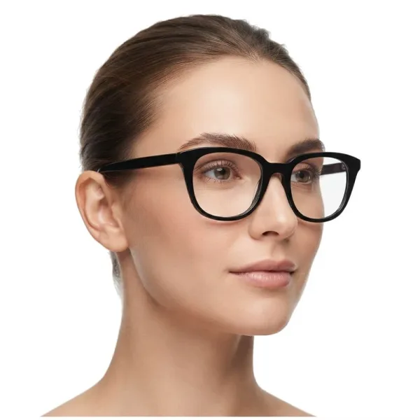 Damskie okulary acetatowe oprawki korekcyjne zerówki kocie AC385 czarne