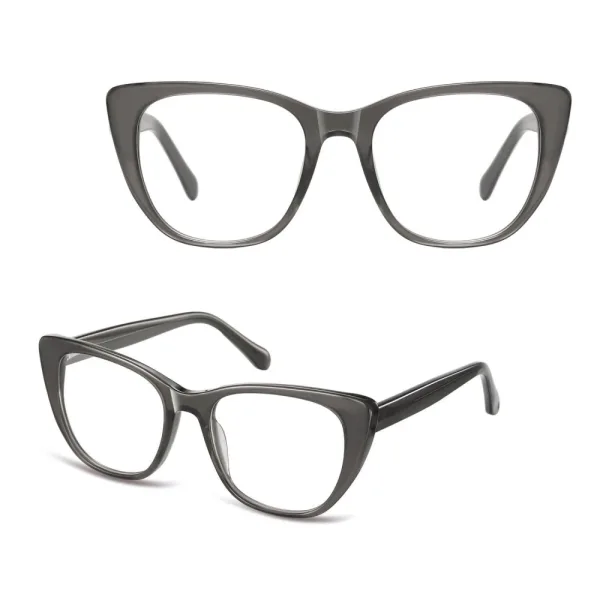 Okulary acetatowe oprawki korekcyjne zerówki kocie AC386C szare