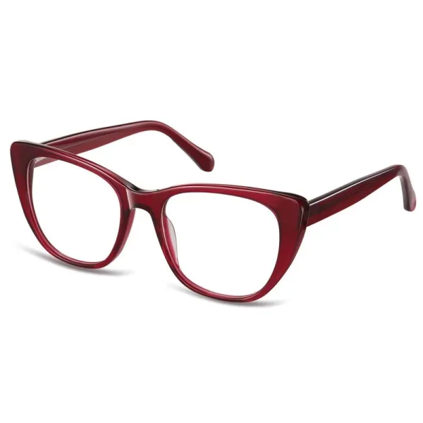 Okulary acetatowe oprawki korekcyjne zerówki kocie AC386D bordowe