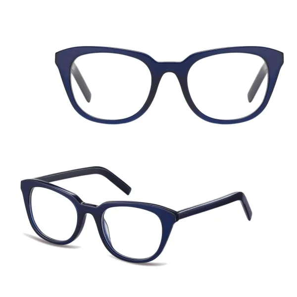 Damskie okulary acetatowe oprawki korekcyjne zerówki kocie AC385D granatowe