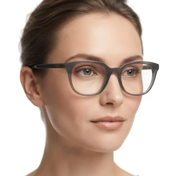 Damskie okulary acetatowe oprawki korekcyjne zerówki kocie AC385F szare transparentne
