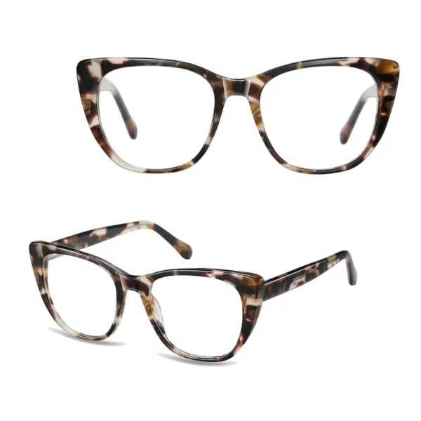 Okulary acetatowe oprawki korekcyjne zerówki kocie AC386G panterka
