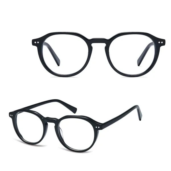 Okulary acetatowe oprawki korekcyjne zerówki owalne AC388 czarny