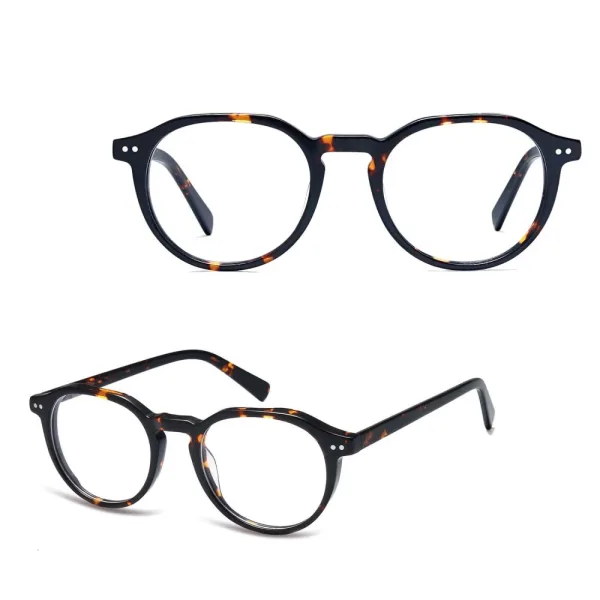 Okulary acetatowe oprawki korekcyjne zerówki owalne AC388B panterka