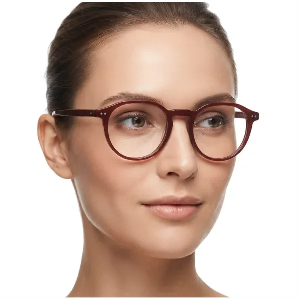 Okulary acetatowe oprawki korekcyjne zerówki owalne AC388C bordowy