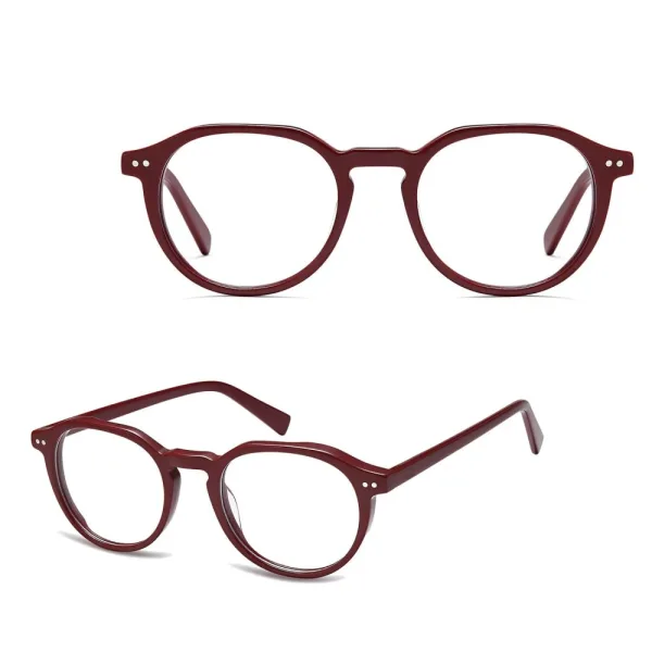Okulary acetatowe oprawki korekcyjne zerówki owalne AC388C bordowy